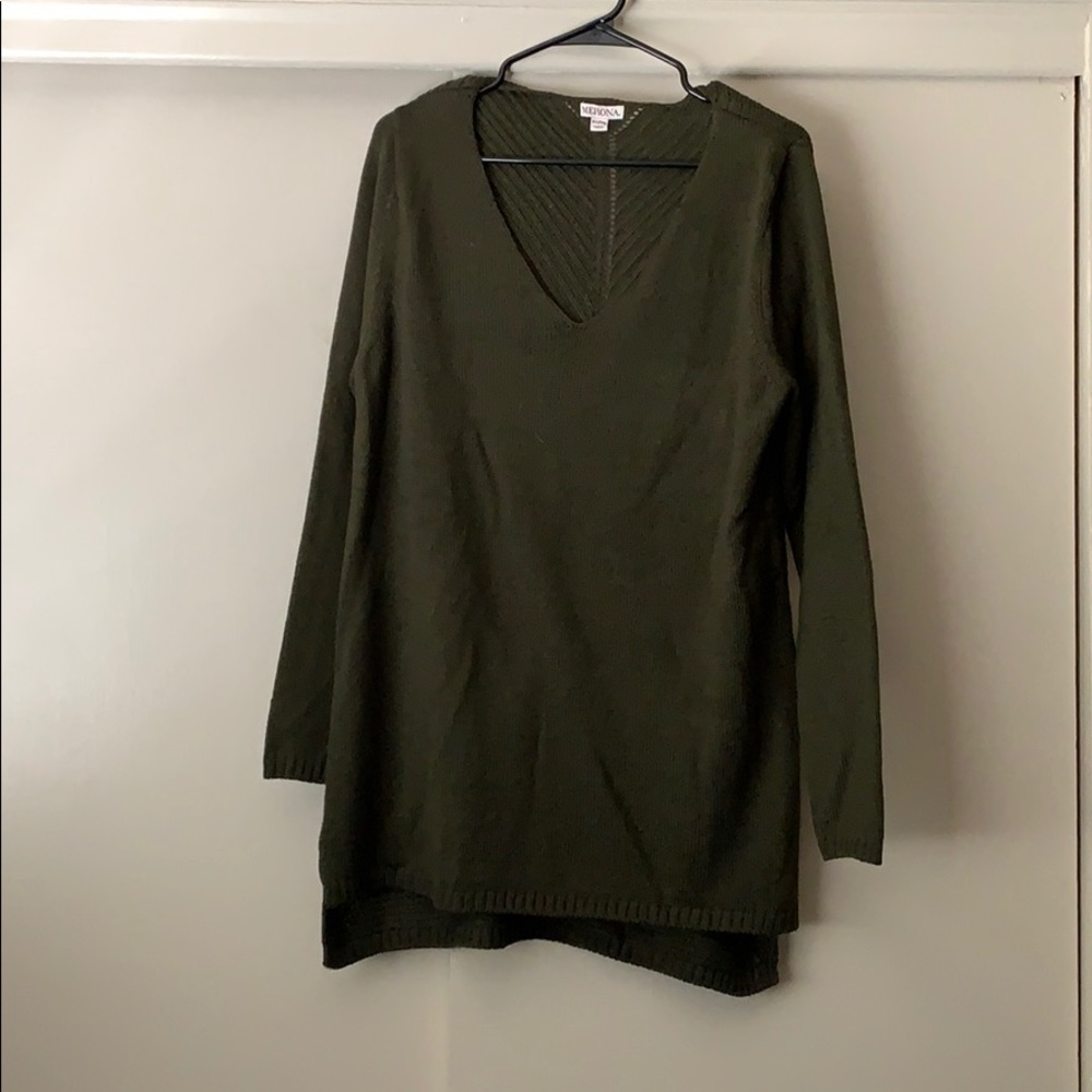 Green V-Necked long sweater